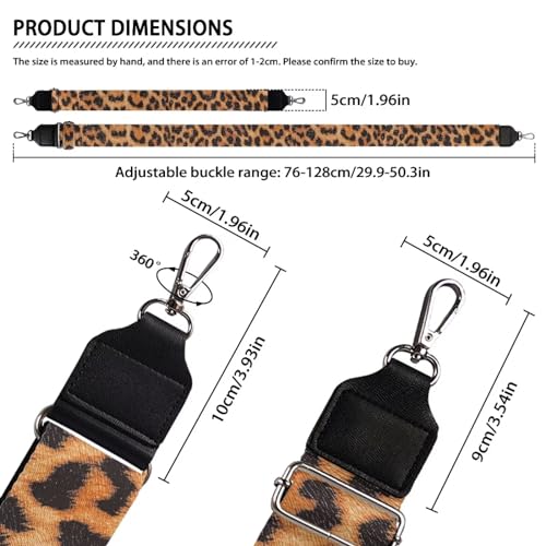 Image of TODIYADDU Cheetah Leopard Print Bag Straps Replacement Crossbody Silver Metals Strap for Bag Womens Crossbody Adjustable Straps Guitar Strap Purse Bag Fit for Photography Enthusiast Handbag Wallet