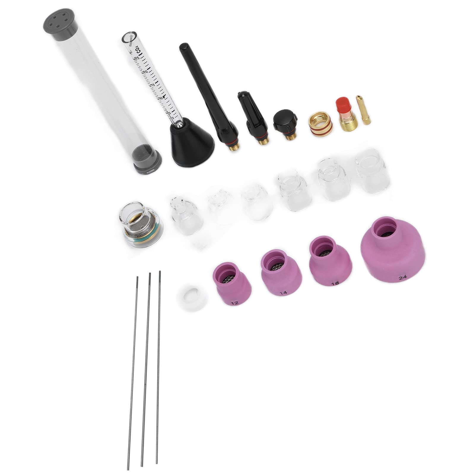 Kit de boquilla de soldadura por de argón con caudalímetro de gas, aguja de tungsteno de 1,6 mm y anillo de sellado, compatible con antorchas WP 17, WP 18 y WP 26, piezas de