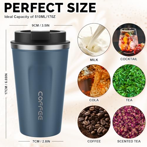 Image of MOMSIV 17oz Travel Mug, Insulated Coffee Cup with Leakproof Lid, Vacuum Stainless Steel Double Walled Reusable Tumbler for Hot and Cold Water Coffee and Tea In Travel and Car