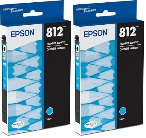 Image of Epson T812 DURABrite Ultra Ink Standard Capacity Cyan Cartridge (T812220-S) for Select Workforce Pro Printers (Pack of 2)