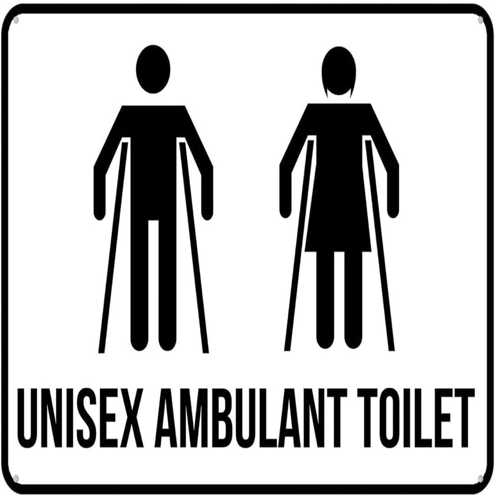 Unisex Ambulant Toilet Sign 12X12Inch Metal Signs Aluminum Sign For Home Kitchen Farm Garden Garage Wall Decor Indoor Or Outdoor Use