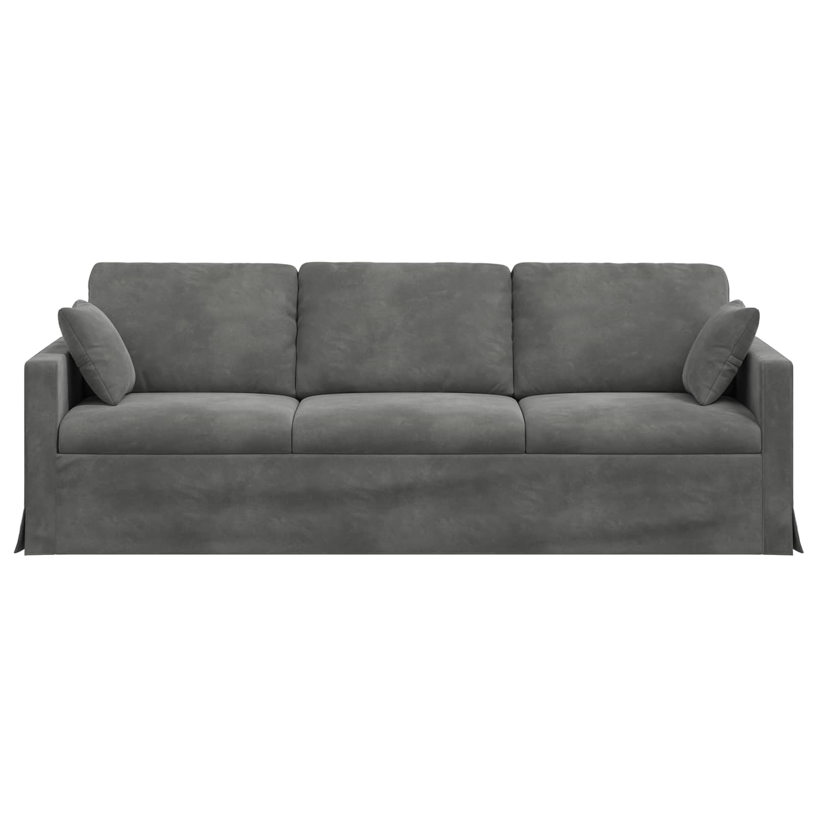 Sofá modular de terciopelo gris oscuro de 228 cm con estructura de metal y reposabrazos de madera, diseño ergonómico para salón y dormitorio
