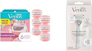 Gillette Venus ComfortGlide Womens Razor Blade Refills, 6 Count, White (Pack of 1) & Venus for Bikini Pubic Hair and Skin, Womens Razors, 1 Venus Razor Bikini Trimmer