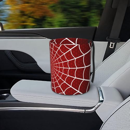 Image of Car Trash Bag Spider Web Waterproof Trash Small Car Can Portable Collapsible Car Garbage Can Hanging for Back Seat Floor or Hanging Headrest Car Decor Road Trip Essentials