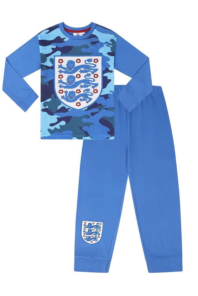The England Football AssociationOffical England Football Team Boys Girls Blue Camouflage Long Pyjama Set