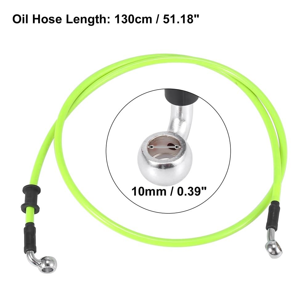 DAVBIR Moto Tubo Freno Tubo Flessibile Intrecciato Idraulico in Acciaio Inossidabile Rinforzato Verde per Moto da 40 Cm Tubo Flessibile Universale per Olio Frizione Freno(130cm)