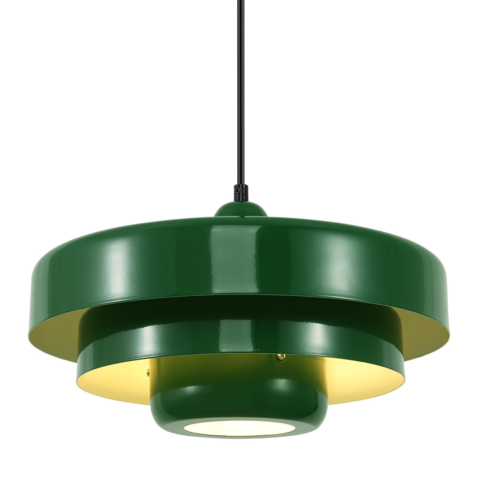 Industrial Green Metal Pendant Light, Mid-Century Modern Vintage Hanging Lamp with Dome Shade, Single Ceiling Chandelier for Kitchen Island, Dining Table, Bar, Farmhouse Entryway
