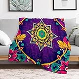 Mandala Throw Blanket,Psychedelic Blanket Decor Gifts for Adults Women Men, Lightweight Soft Flannel Fleece Cozy Blankets for Bed,Sofa,Couch,Camping for All Season（60''x 50''）