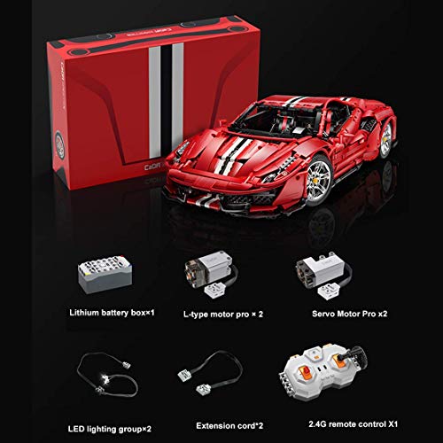 OWAHO 1: 8 Technologie Technik Ferrari 488 Pista Sport Car Building Blocks Modell, 3187 Teile Klemmblöcke… – Bild 8