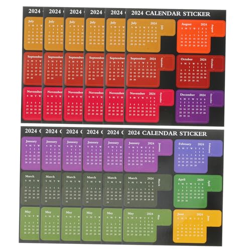 ROMISBABA 12枚 年用スケジュールステッカー マンスリーインデックス対応 ノートプランナー用粘着付箋 多用途便箋タグ オフィス 学校 家向け