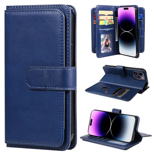 Étui portefeuille iPhone 15 Pro bleu idéal pour simplifier vos déplacements