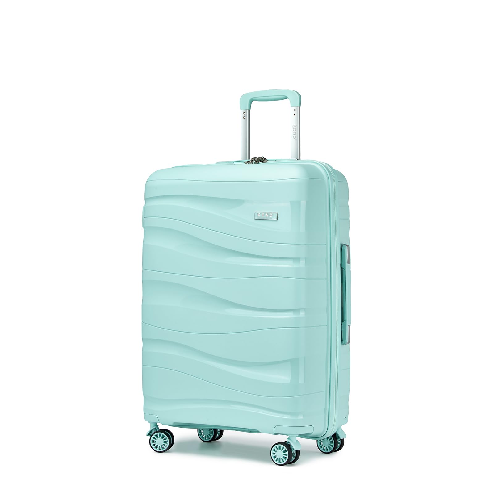 KONO Valigia Media Rigida da 65cm Trolley Medio Leggero Polipropilene Valigie con TSA Lucchetto e 4 Ruote (Verde chiaro)