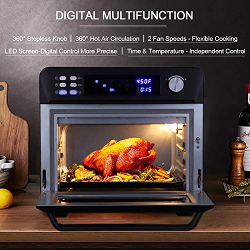 Cainfy Rotisserie Convection Toaster Oven Air Fryer Countertop Roaster Oven 25.5 Quart Toaster Oven with Timer, Temperature Control, LED Digital Display, 6 Accessories, 1700W