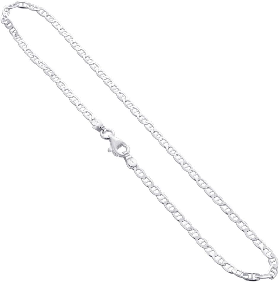 Italian Sterling Silver Link Chain Bracelet with Spring Ring Clasp