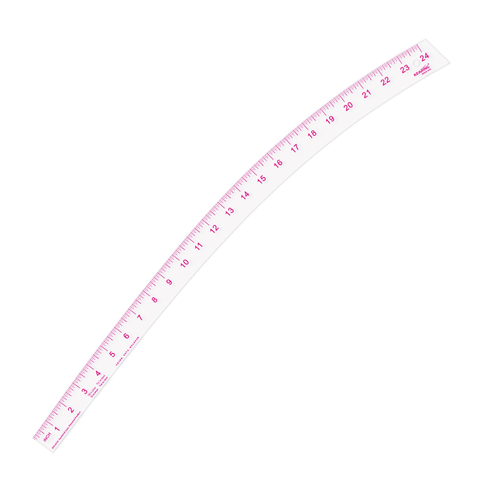 KEARING 24inch Clear French Curve Ruler Vary Form Curve Ruler, Sandwich Line Scale, Hip Curve Ruler, Clear Hip Measuring Curve for Sewing Quilting, Transparent Fashion Designer's Ruler