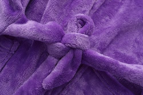 Image of Girls Fleece Hooded Robes Kids Warm Bath Robe for Girls Soft Fuzzy Bathrobe