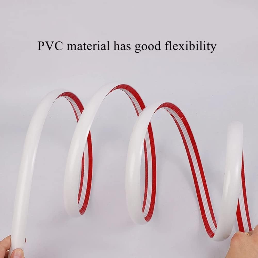 Flexible Quarter Round Molding Self Adhesive, 16.4 Feet Waterproof Molding Trim for Wall Edge, Cabinet Edge, Ceilings Edge, Countertops(Hollow) (White self-Adhesive)