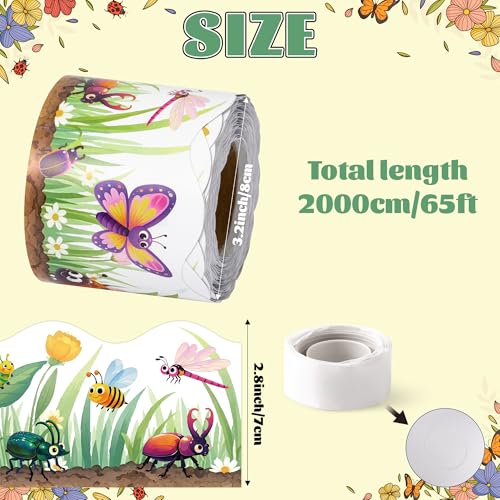 Image of BeYumi Watercolor Insect Border Trim - 65ft Back to School Watercolor Insect Rolled Border Trim Summer Colorful Bugs Flower Bulletin Board Borders School Classroom Office Party Wall Chalkboard Decor