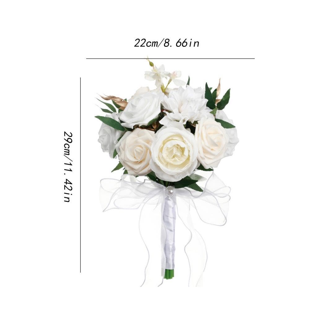 Romantico Bouquet da Sposa Fatto a Mano, Ideale da Lanciare per Le Damigelle d'Onore, Perfetto per Addii al Nubilato, Come Decorazione per La Casa, Bianco