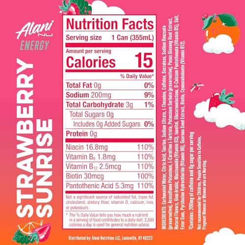 Alani Nu Strawberry Sunrise Sugar Free Energy Drink (Pack of 12) - image 3
