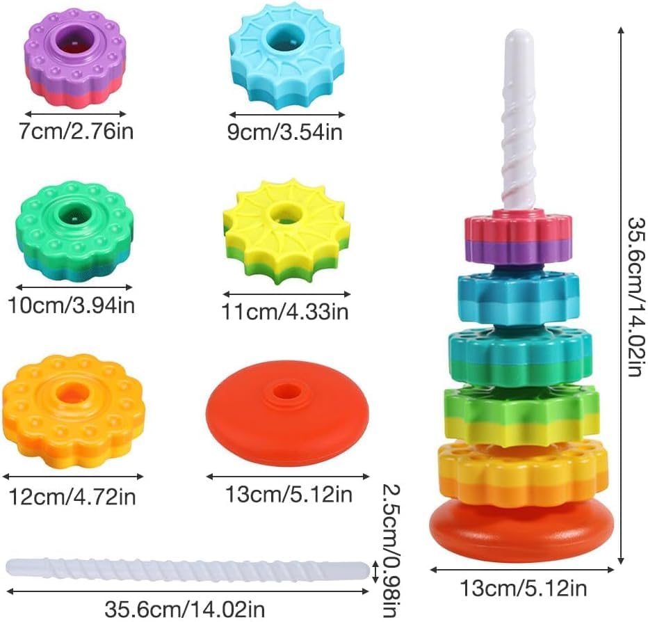 Image of Brand Conquer Plastic Montessori Toys Geometric Shape Matching 4 Column Blocks Sorting & Stacking Toys (Ring Toys)