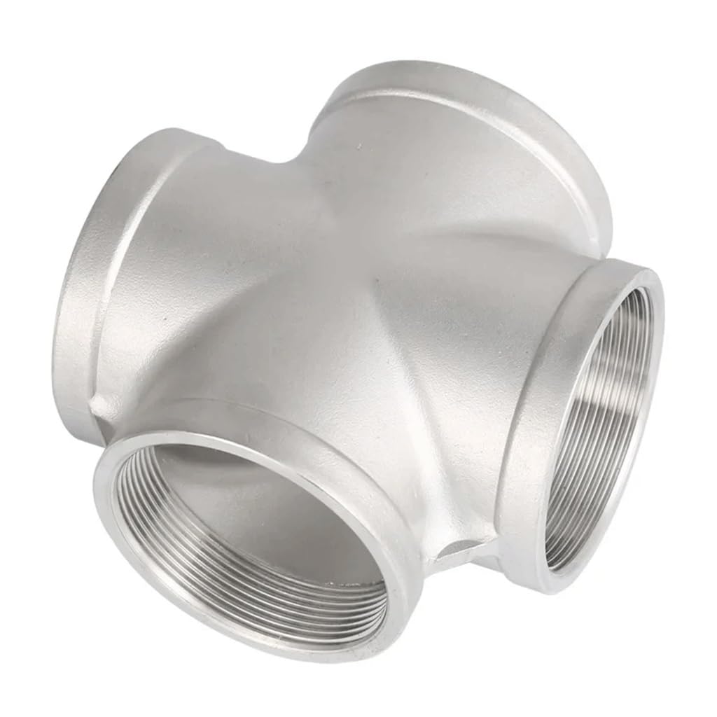 Raccord de tuyau fileté BSP femelle en acier inoxydable 304, connecteur croisé égal à 4 voies for la maison(1 1/4")