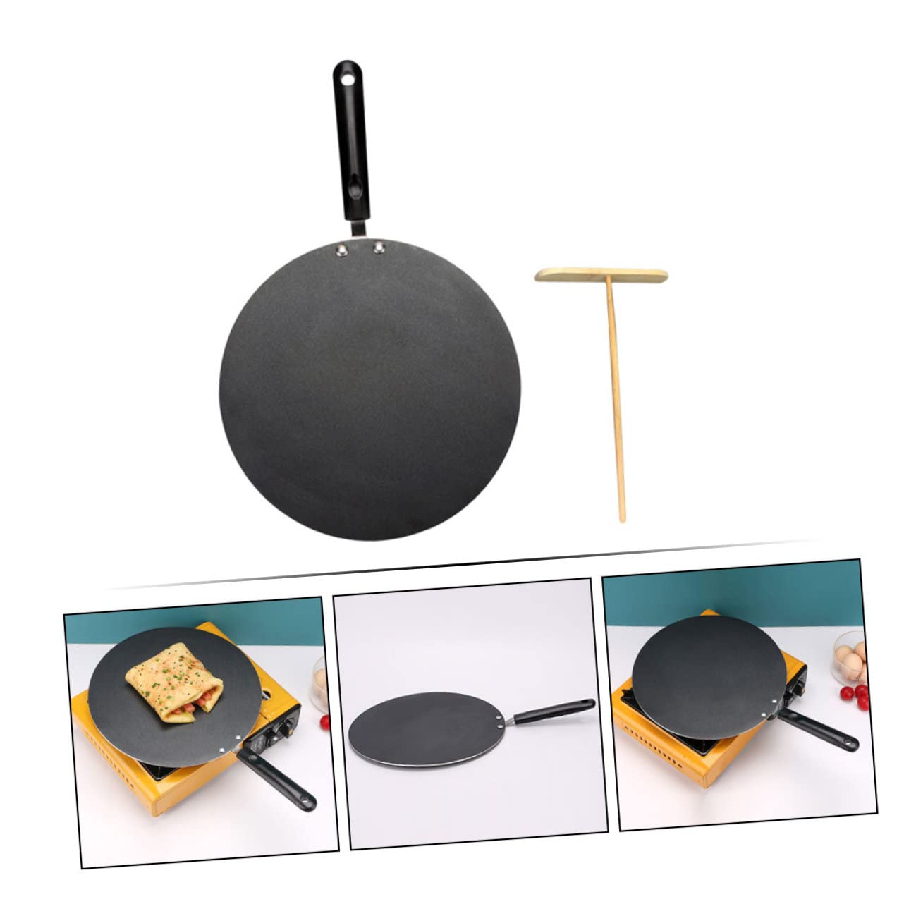 LIFKOME Sartén Hogar Sartén Plana Para Cocinar Para Hacer Panqueques y Tortillas Incluye De Suministros De Cocina Para Panqueques