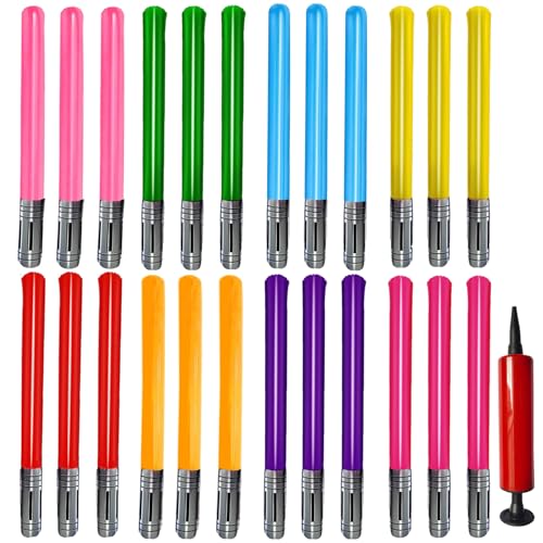smilixin 25 Pieces Inflatable Light Saber Sword Toys Inflatable lightsaber Swords for Themed Party Inflatable Sword Toys Party Bags Stocking Stuffers for Kids Cosplay Party Favors(8 Colors)