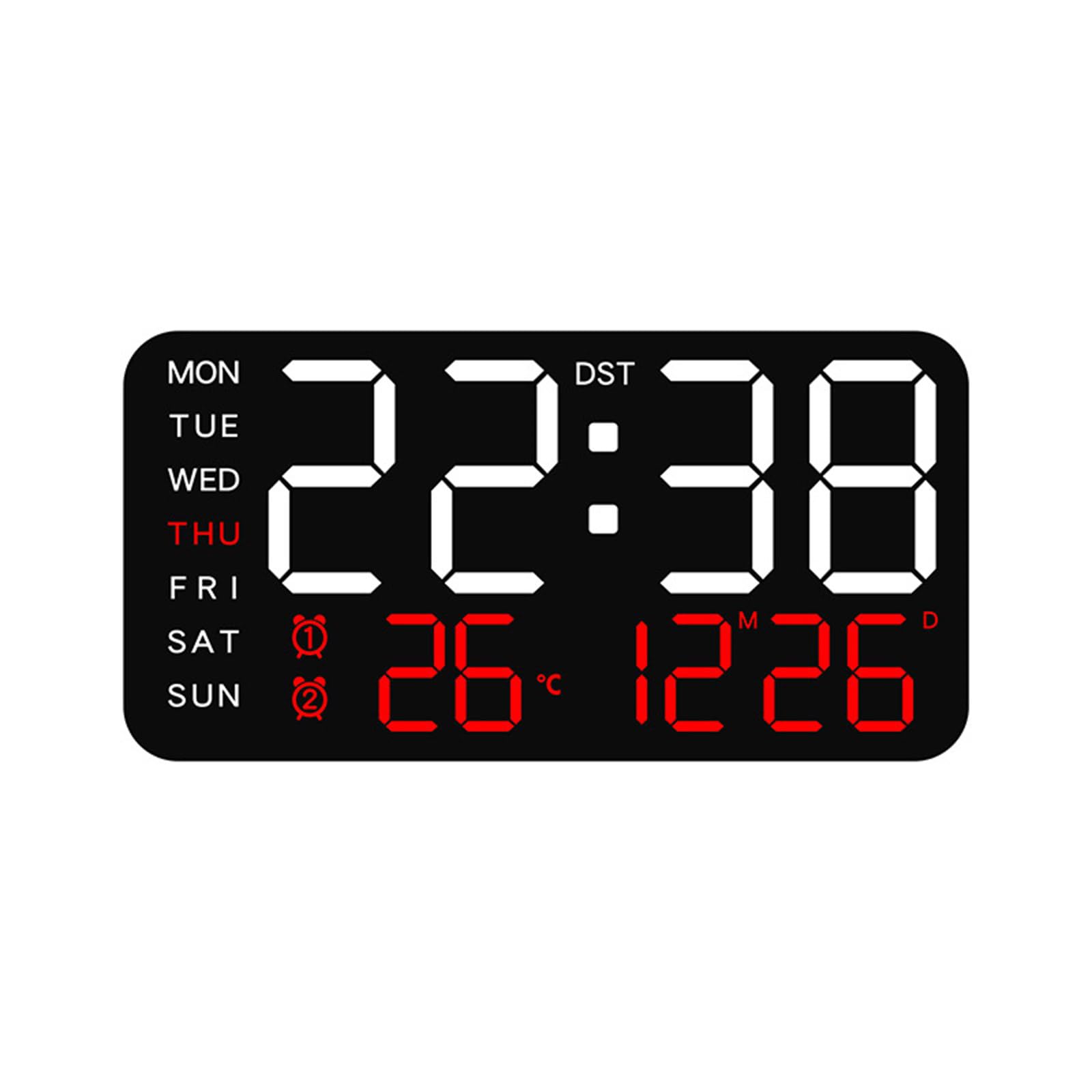 HDOYTXXM Large Display LED Digital Wall Clock Alarm for Home Offices Classroom and Senior Desk Use Timepieces LED Digital