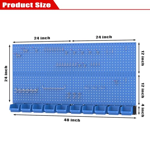 Ultrawall Pegboard Wall Organizer, Blue Metal Peg board Panels, Garage Storage System with Hooks and Storage Bins, 59pcs by Ultrawall - Image 2