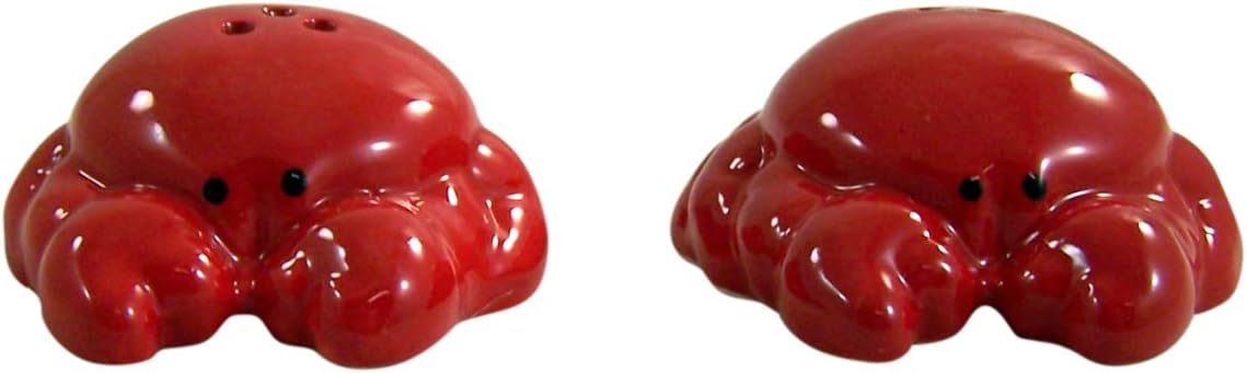 Ocean Themed Red Crabs Ceramic Salt and Pepper Shakers, 2 1/2 Inch