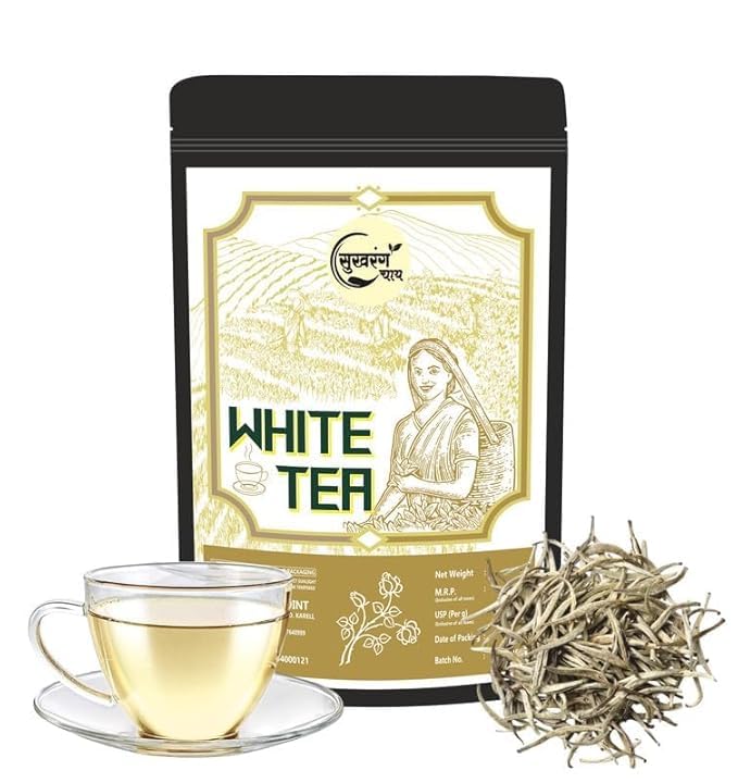 Premium White Tea Leaves, Loose Leaf with Glass Cup Display, Traditional Indian(40gm- Pack of 1)-image-2