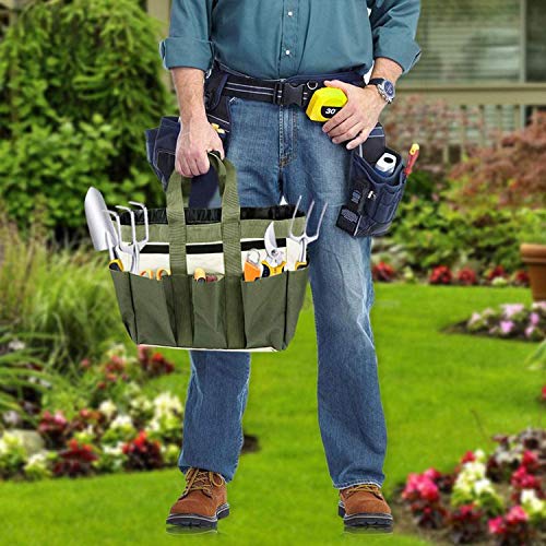 Garden Tool Bag,Oxford Cloth Garden Tote Garden Tool Storage Box Home Lawn Yard Flower Shovel Bag with 8 Pockets and Handles Organizer Tool Bag