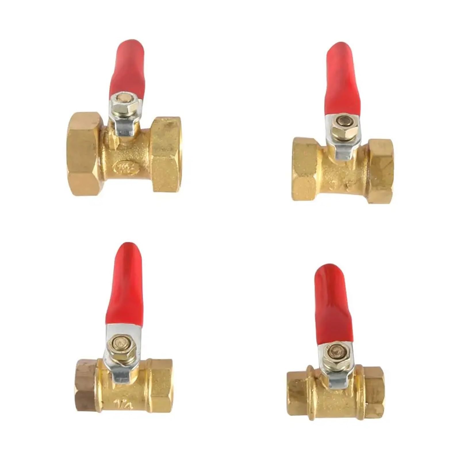 Robinet laiton 3/8 femelle à boisseau sphérique et vanne de sécurité rouge