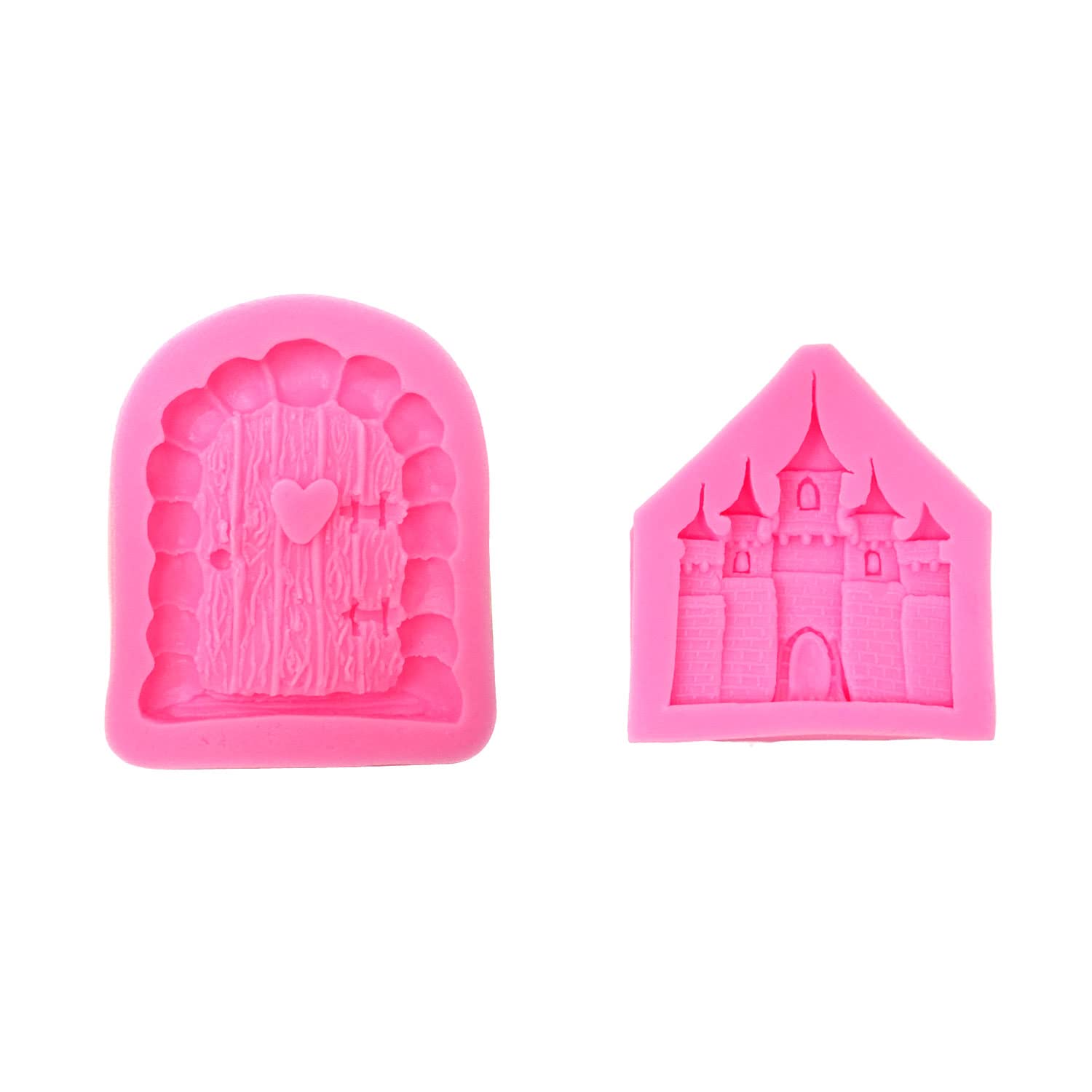 Honbay 2PCS Silicone Door Mold House Baking Mold Castle Chocolate Mold for Fondant Pudding Soap Sugarcraft Candy Cake Decoration Polymer Clay (2 Style)