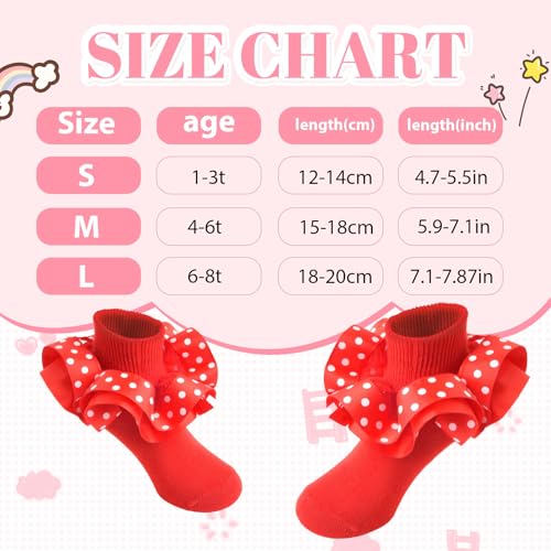 Girls Ruffle Socks for Toddler Baby,Girl Double Lace Socks-Cute Polka Dot Sock,Turn Cuff Frilly Ankle Sock ﻿2