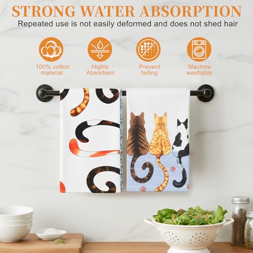 Ecofocet 4 Piezas Paños de Cocina, Patrón de Gato Toallas de Cocina, Suaves y Absorbentes, Toallas de té, Toallas de Barra, Trapos de Cocina, Decoración de Cocina, 45 x 66 CM - imagen 3