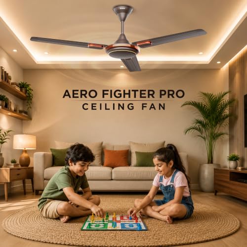 Image of Intex Aero Fighter Pro 1200MM Ceiling Fan | 380 RPM High Speed | 215 m /min Air Delivery | 14 Pole Motor | Double Ball Bearing | Inverter Compatible | Low Noise | Energy Efficient | Smoke Brown