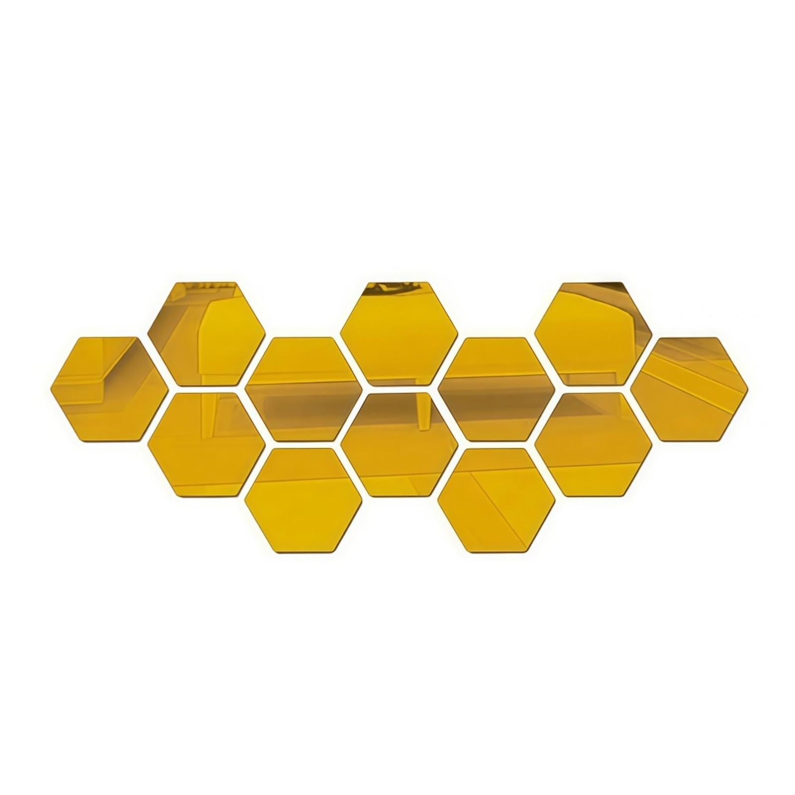 Hexagonal Mirror Wall Sticker 12Pcs Modern Minimalist Hexagon Mirror Wall Stickers Removable Decals for Sofa TV Background Decor(Golden,M 100x85x50mm)
