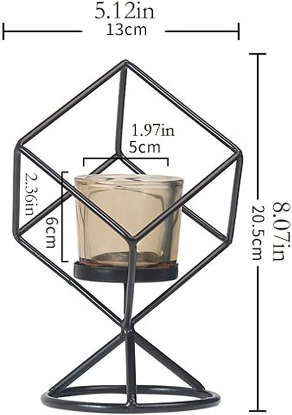candle-holder Creative Geometric Wrought Iron Glass Candle Holder Decoration Light Luxury Romantic Candle Light Wedding Props Desktop Decorations candlestick, 20010125