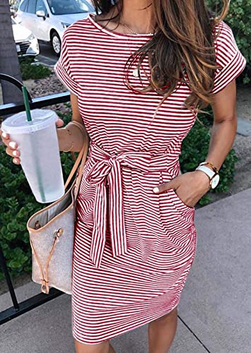 Image of MEROKEETY Women's 2026 Summer Short Sleeve Casual T Shirt Dress