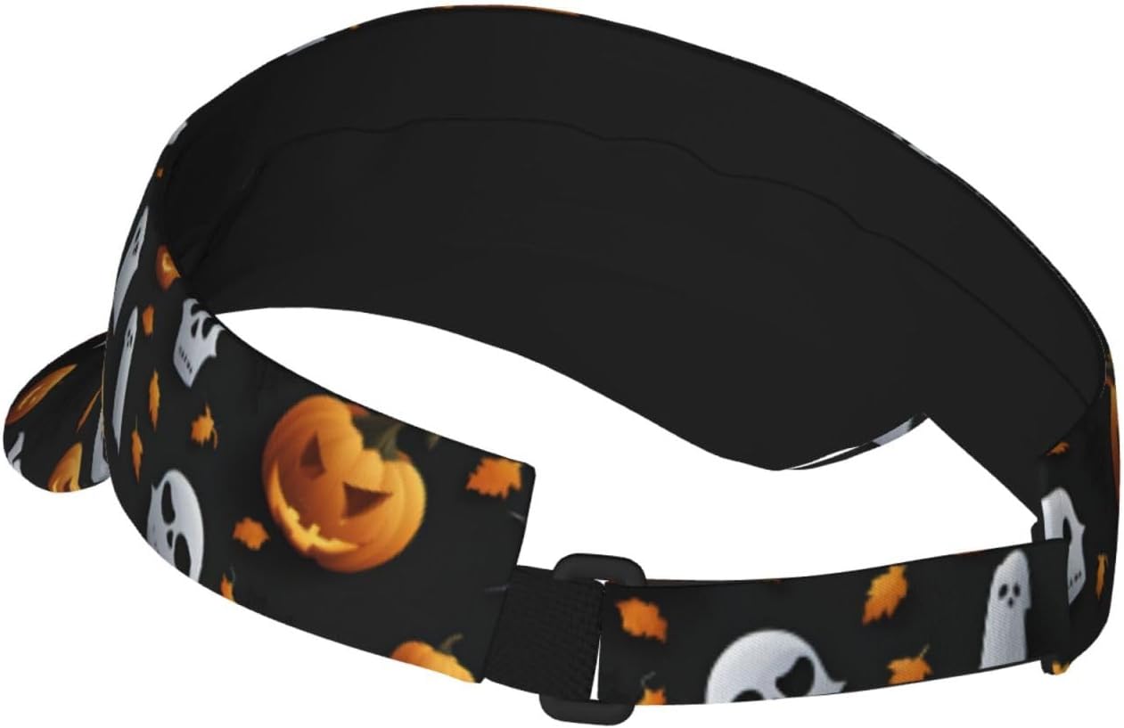 Cute Halloween Pattern Print Sport Sun Visor Hats Adjustable Empty Top Baseball Cap Ball Caps Sun Hat for Women and Men Black