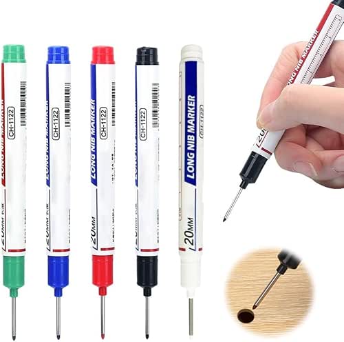 5PCS Long Head Deep Hole Marker Pens, 20mm Deep Reach