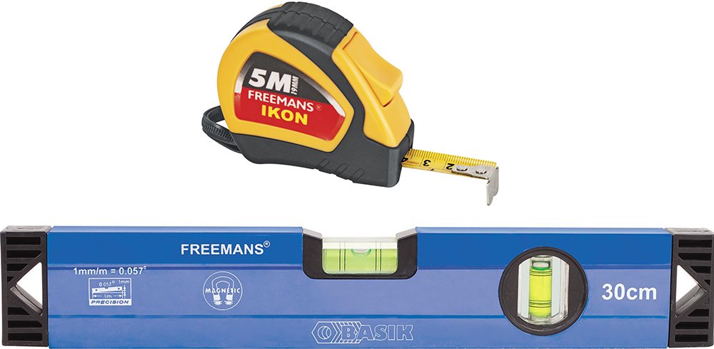 FREEMANS Ikon 5m:19mm Measuring Tape + 30cm Basik Magnetic Spirit Level (B01AIRCWBO) Amazon Price History, Amazon Price Tracker