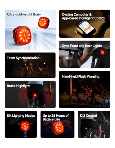 Image of iGPSPORT TL50 Smart Bike Tail Light, Brake Parking Warning Shimano Control Bluetooth Rechargeable Rear Bike Light
