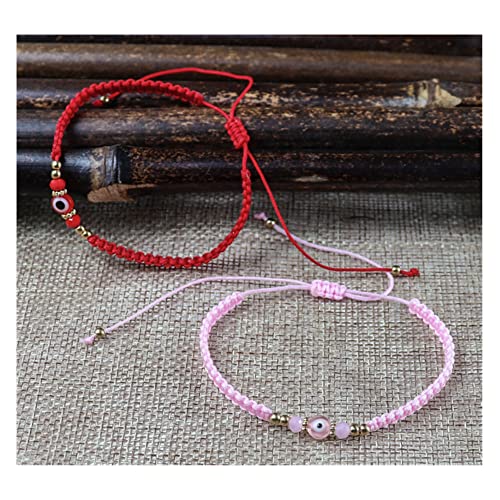 COLORFUL BLING Evil Eyes Bracelet for Female Amulet Pink Protection Bracelet Good Luck Adjustable String Bracelet Exquisite Card Packaging4