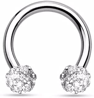 Crystal Paved Ferido Balls 316L Surgical Steel WildKlass Circular Barbell Horseshoe - coolthings.us