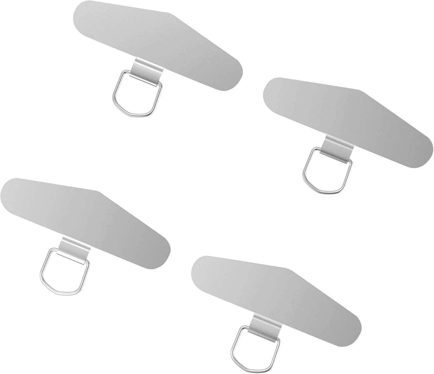 SURDOCA Phone Tether Tab Thin, 4 Pcs Phone Lanyard Tab Heavy Duty, Universal Phone Lanyard Patch Metal Triangular, Color: Silver