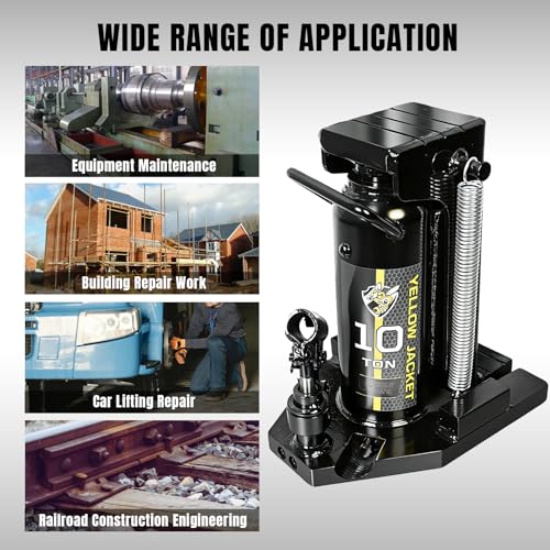 Image of YELLOW JACKET Toe Jack, 10 Ton Saddle /5 Ton Claw 2-in-1 Low Profile Lift Jack, Heavy Duty Hydraulic Claw Jack for Automotive, Machinery, Construction, Farm, Garage