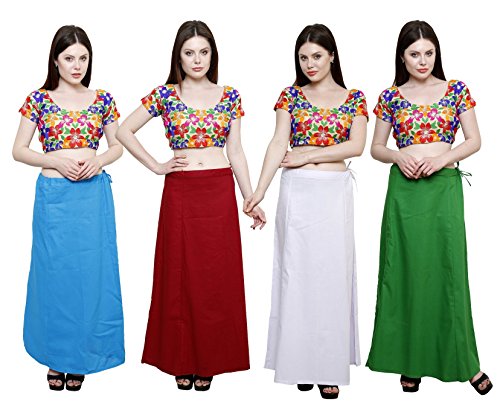 Image of Pistaa's combo of Women's Cotton Best Plain Solid Indian Readymade Inskirt Saree petticoats